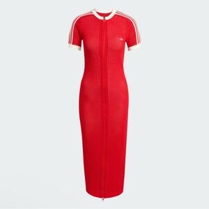 Adidas Red Crochet Zip-Up Dress